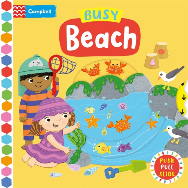 Busy Beach, A Push, Pull, Slide Book 9781035056217 Campbell Books